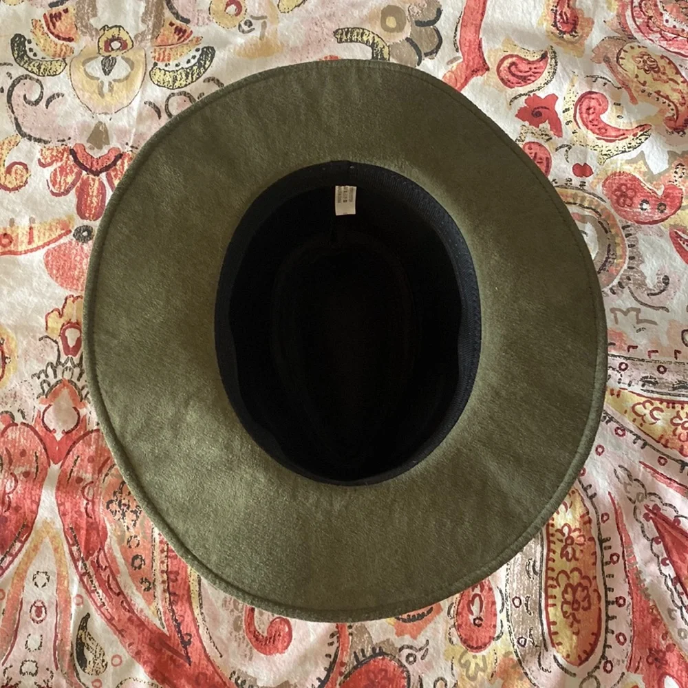 Bohemian Army Green Hat 100% Polyester Gold Hardware